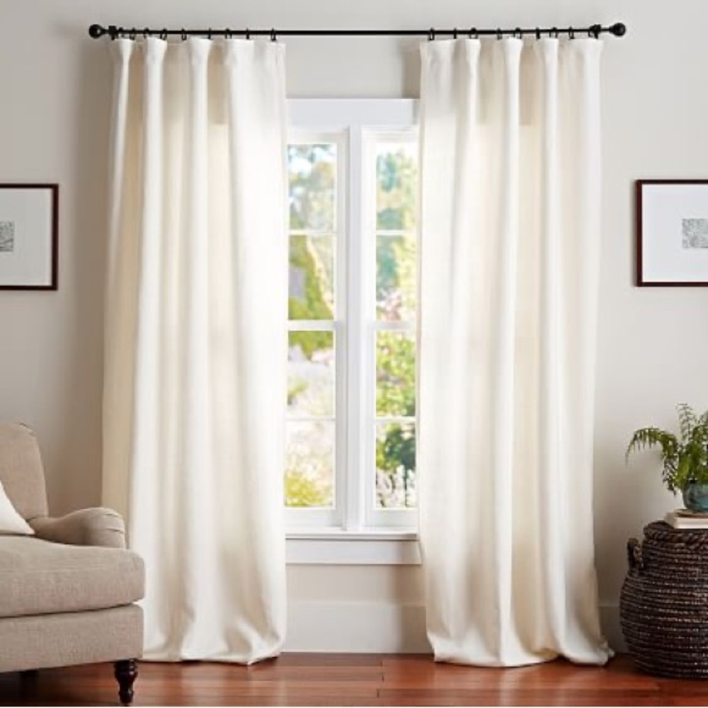 Pottery Barn Linen Blackout set of 2 50x96 in Ivory
